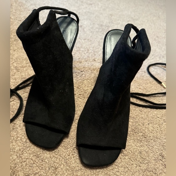 Charlotte Russe Black open toe ankle lace heels size 9 - Picture 6 of 13